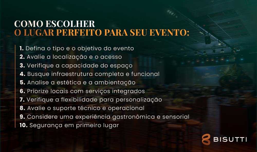 Dicas para escolher o melhor local de evento para alugar INFOGRÁFICO Como escolher o lugar perfeito