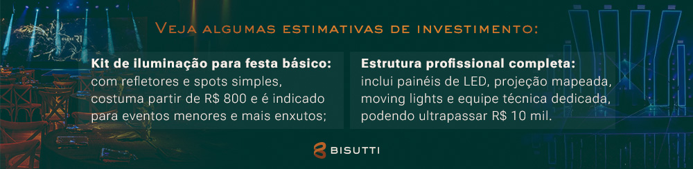 Veja algumas estimativas de investimento.